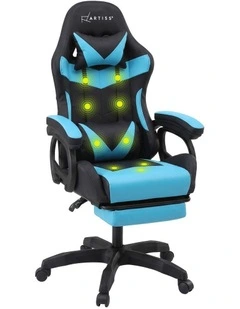 Artiss Gaming Office Chair with 8 Point Message Reline Ergonomic Blue