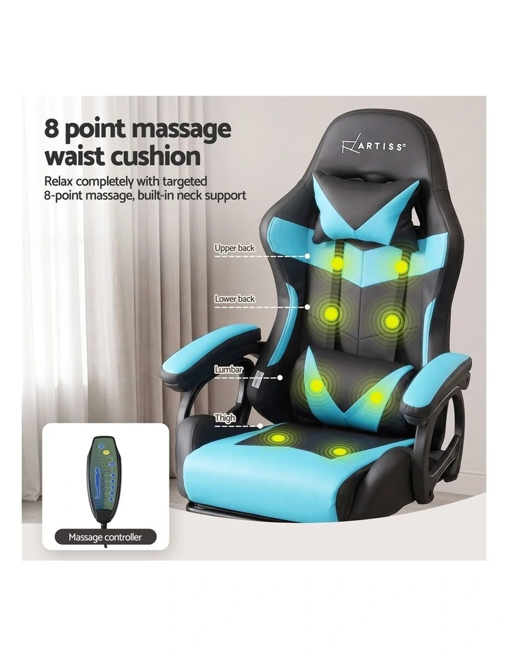 Artiss Gaming Office Chair with 8 Point Message Reline Ergonomic Blue image 4
