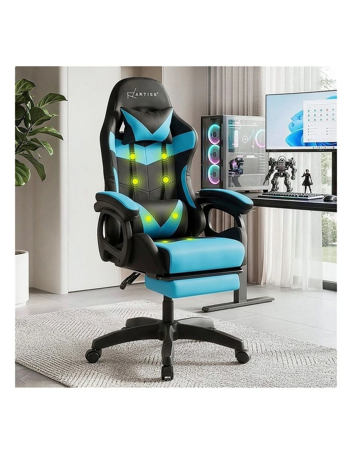 Artiss Gaming Office Chair with 8 Point Message Reline Ergonomic Blue image 6