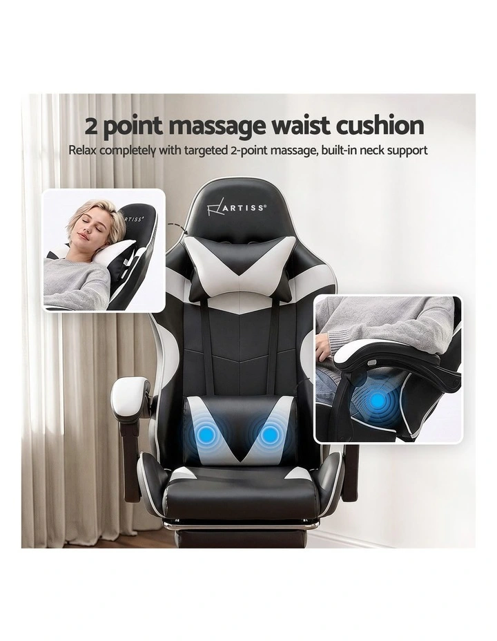 Artiss Ergonomic Gaming Office Chair with 2 Point Message Black image 4