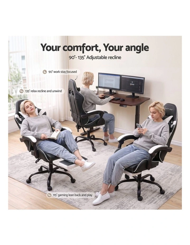 Artiss Ergonomic Gaming Office Chair with 2 Point Message Black image 5