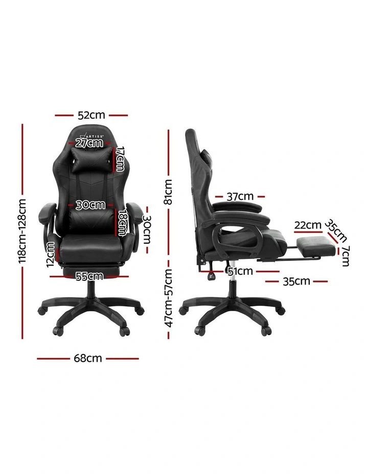 Artiss Gaming Office Chair with 8 Point Message Reline Ergonomic Black image 2