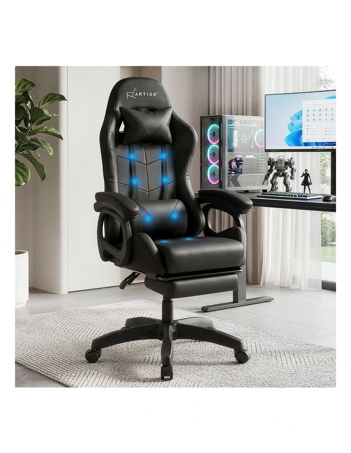 Artiss Gaming Office Chair with 8 Point Message Reline Ergonomic Black image 6