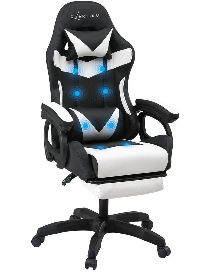 Artiss Gaming Office Chair with 8 Point Message Reline Ergonomic White image 1