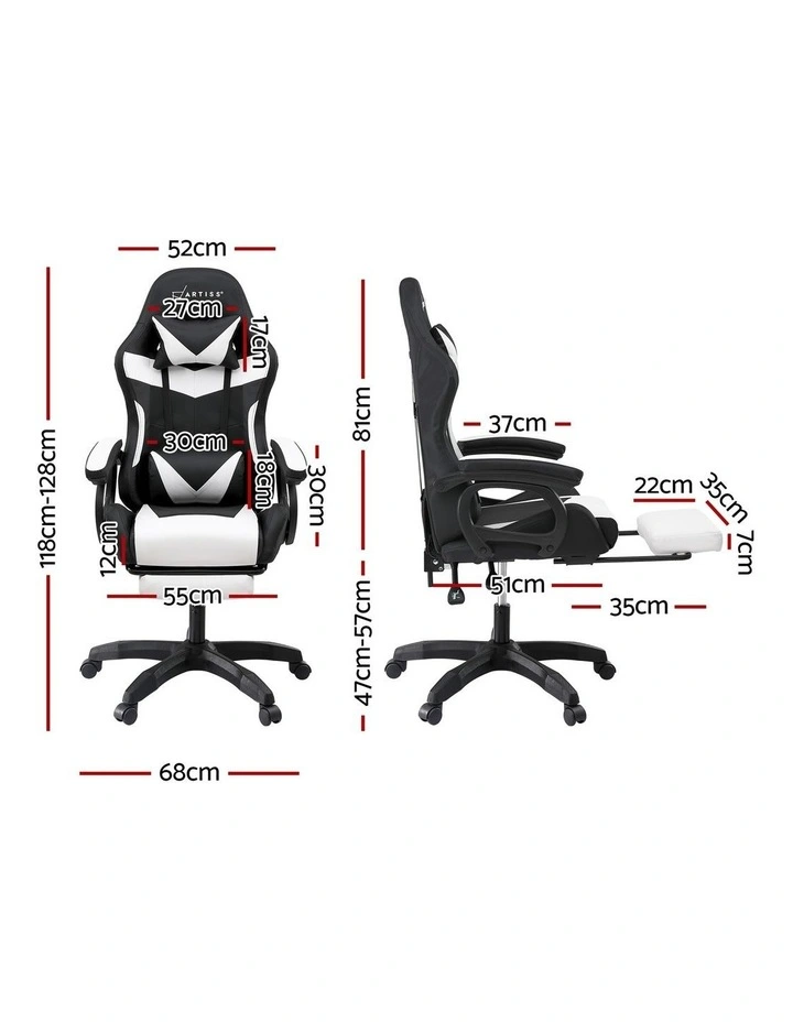 Artiss Gaming Office Chair with 8 Point Message Reline Ergonomic White image 2
