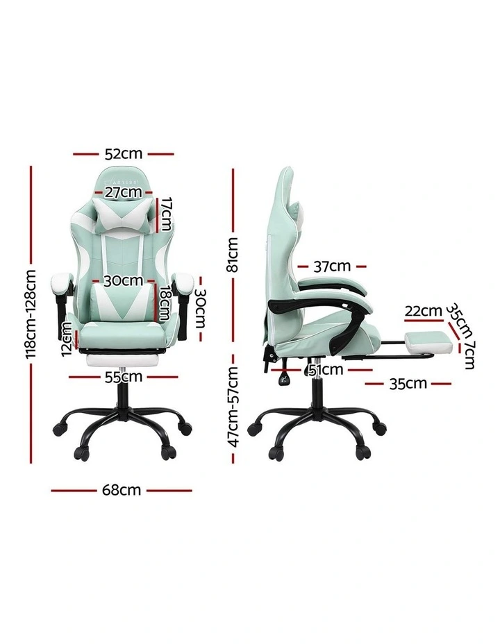 Artiss Ergonomic Gaming Office Chair with 2 Point Message Mint Green image 2