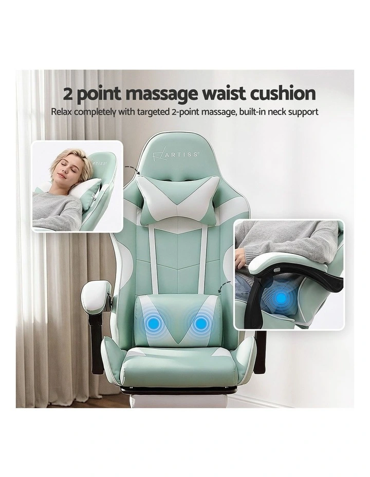 Artiss Ergonomic Gaming Office Chair with 2 Point Message Mint Green image 4