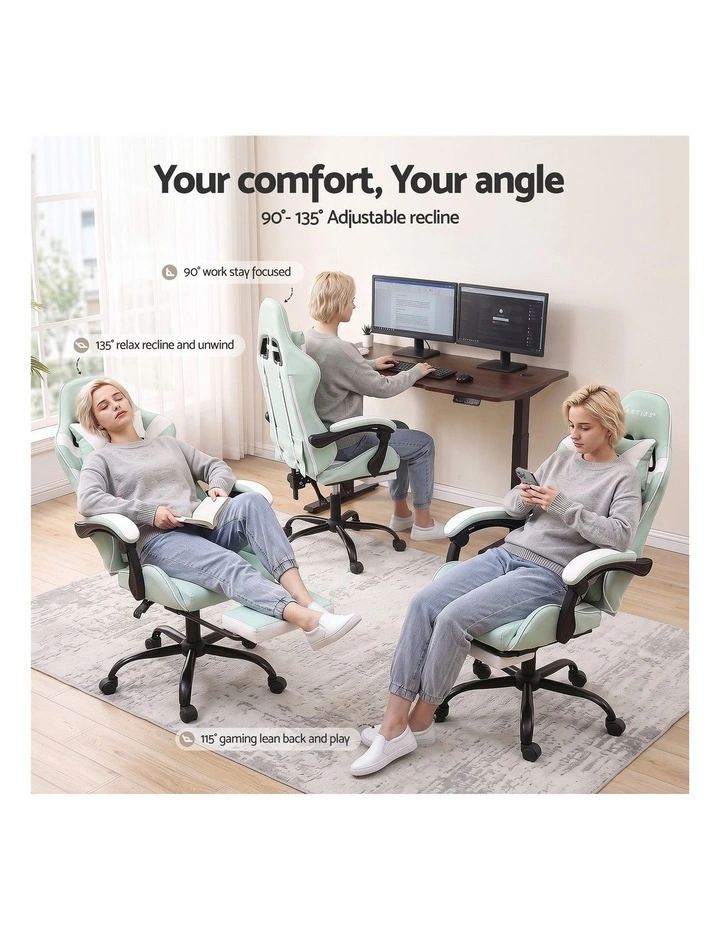 Artiss Ergonomic Gaming Office Chair with 2 Point Message Mint Green image 5