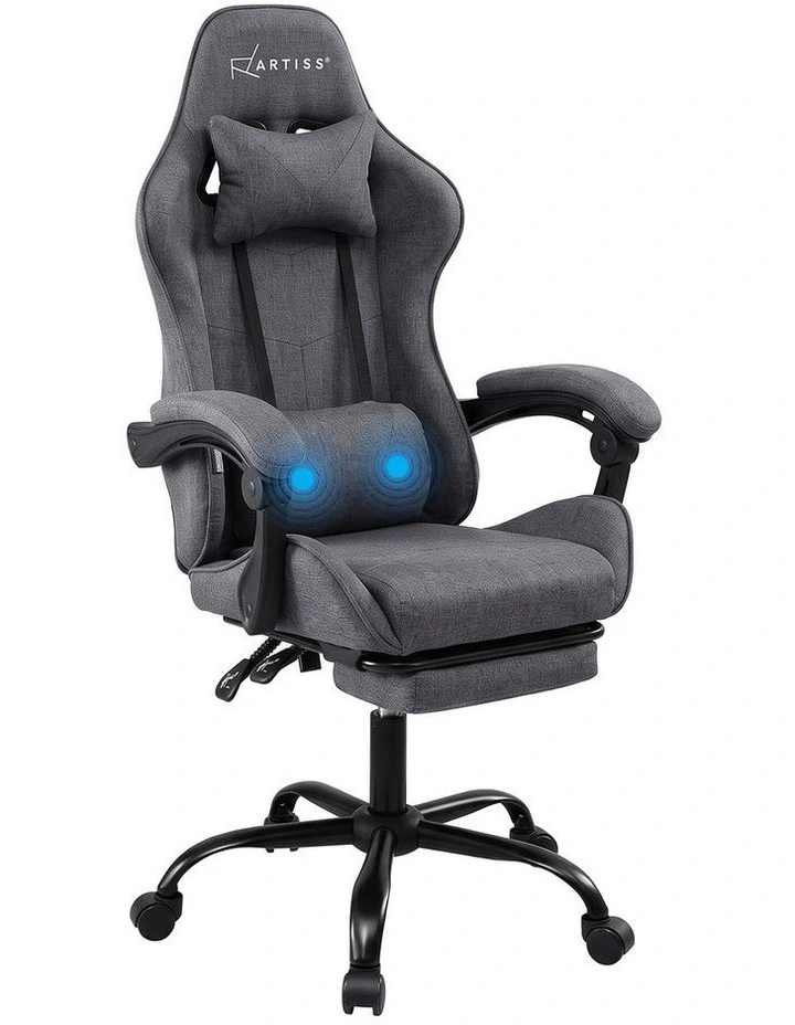 Artiss Gaming Office Chair Fabric Ergonomic with 2 Point Message Grey image 1