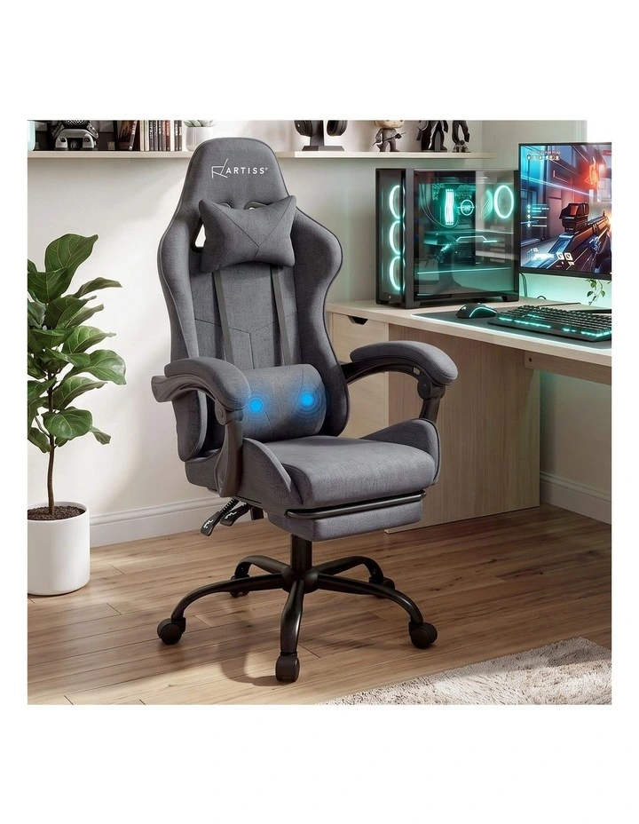 Artiss Gaming Office Chair Fabric Ergonomic with 2 Point Message Grey image 6