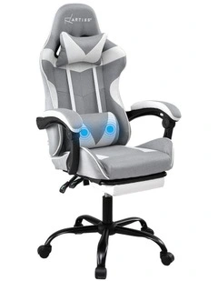 Artiss Gaming Office Chair Fabric Ergonomic with 2 Point Message Light Grey