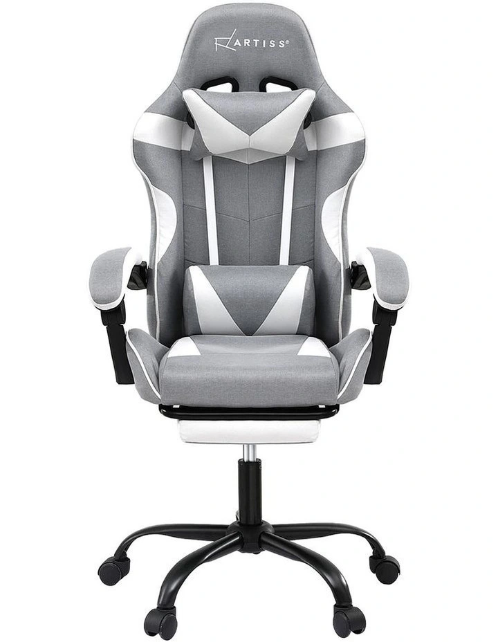 Artiss Gaming Office Chair Fabric Ergonomic with 2 Point Message Light Grey image 3