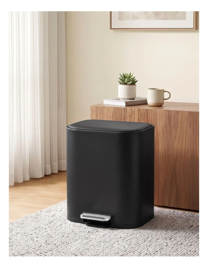 Cefito 20L Trash Bin Steel Pedal Bins Soft Close Kitchen Rubbish Waste Can Black image 6