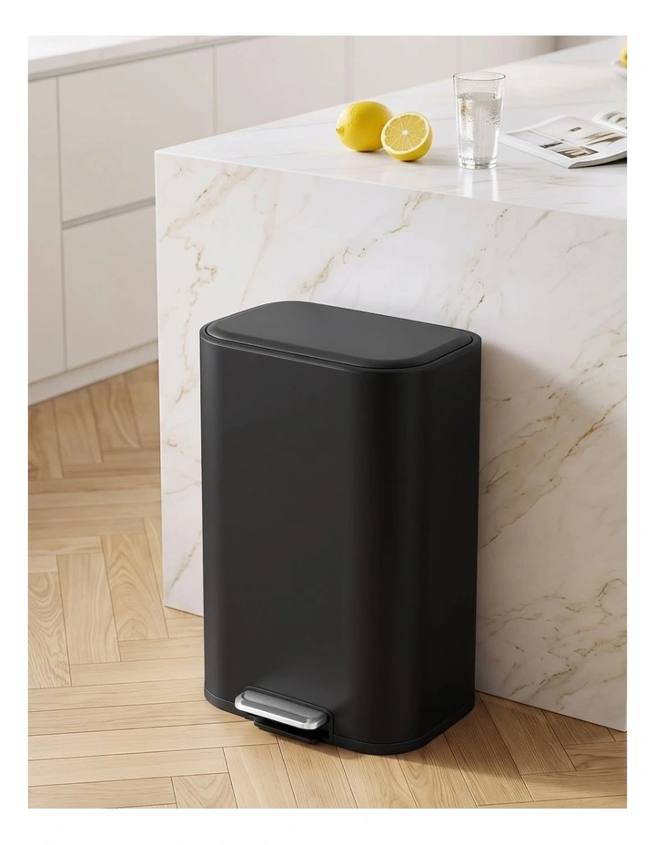 Cefito 30L Pedal Rubbish Bin Kitchen Trash Garbage Waste Can Soft Close Black image 6