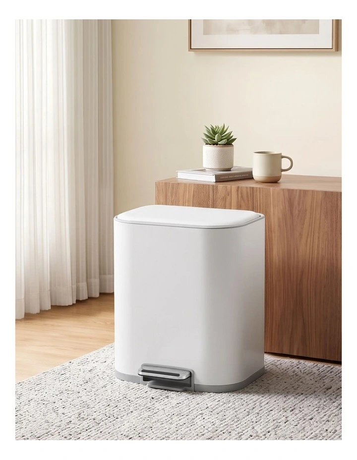 Cefito 20L Trash Bin Steel Pedal Bins Soft Close Kitchen Rubbish Waste Can White image 6