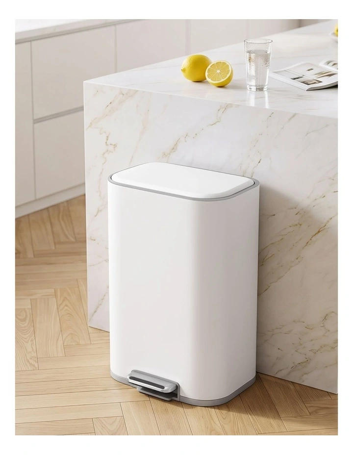 Cefito 30L Pedal Rubbish Bin Kitchen Trash Garbage Waste Can Soft Close White image 6