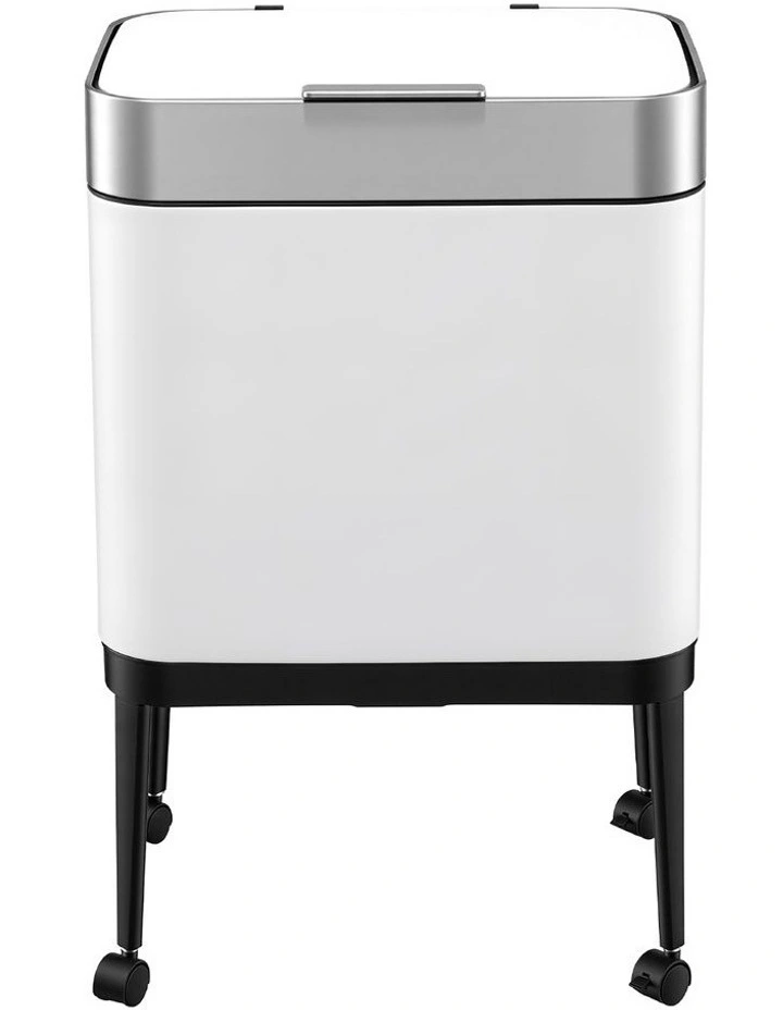 Cefito 40L Press Top Trash Can Kitchen Rubbish Bin Moblie Stainless Steel White image 3