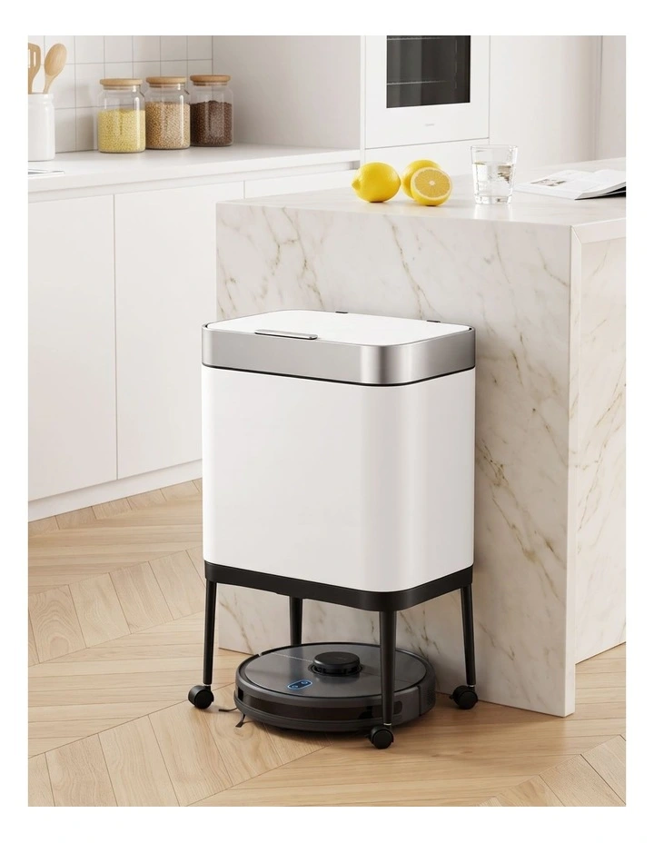 Cefito 40L Press Top Trash Can Kitchen Rubbish Bin Moblie Stainless Steel White image 6