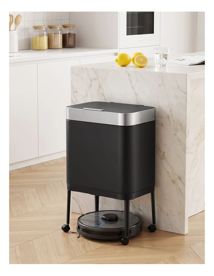 Cefito 40L Press Top Trash Can Kitchen Rubbish Bin Moblie Stainless Steel Black image 6