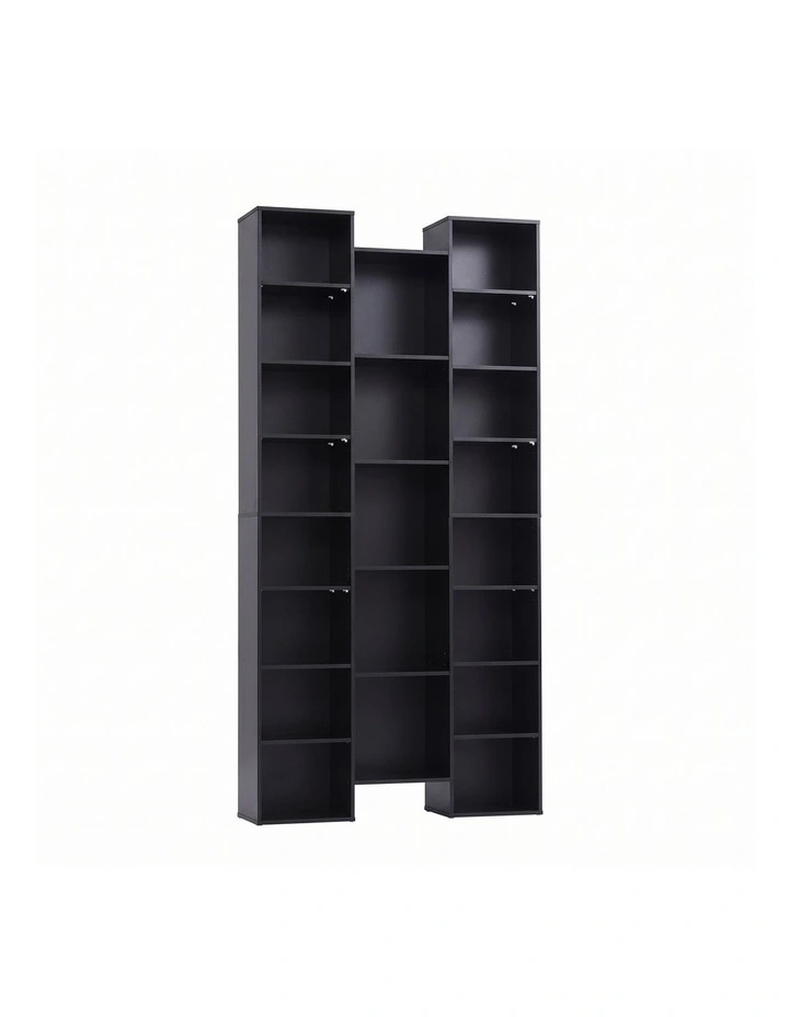 Artiss Bookshelf Display Shelves CD DVD Storage Rack Tall Bookcase Black image 1