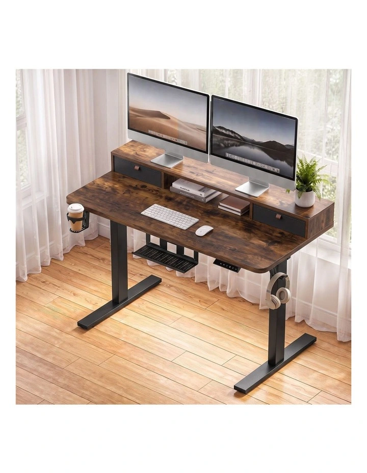 Artiss Electric Standing Desk Height Adjustable Home Office 120cm Rustic Brown image 6