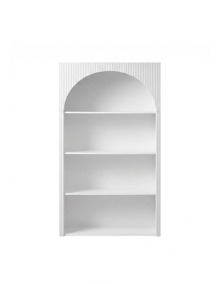 Artiss 4 Tier Bookshelf Arched Fluted Storage Display Cabinet Unit White image 3