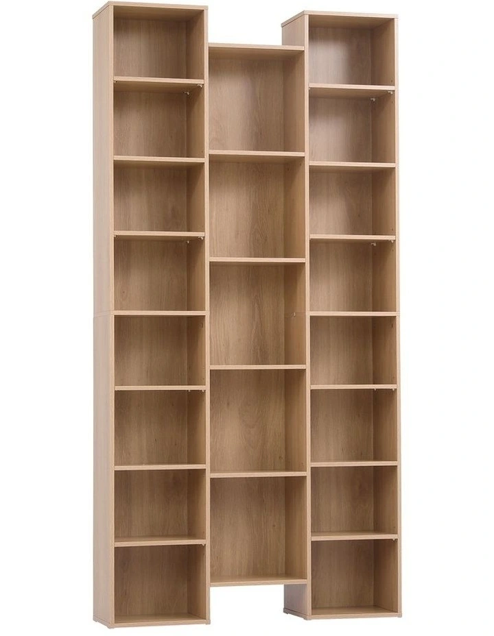 Artiss Bookshelf Display Shelves CD DVD Storage Rack Tall Bookcase Oak image 1