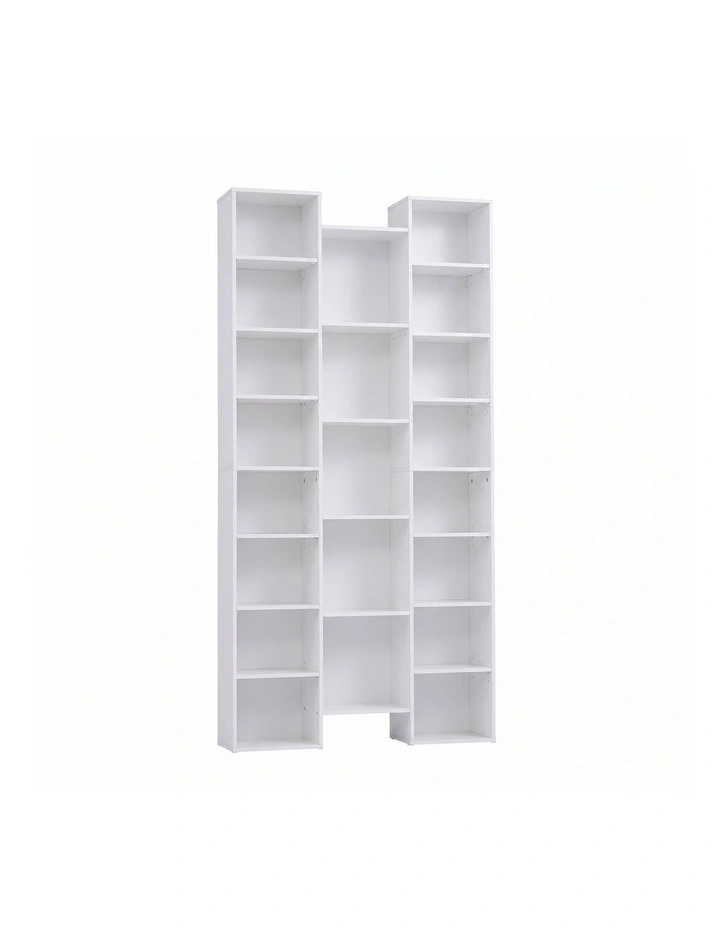 Artiss Bookshelf Display Shelves CD DVD Storage Rack Tall Bookcase White image 1