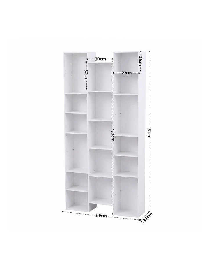 Artiss Bookshelf Display Shelves CD DVD Storage Rack Tall Bookcase White image 2
