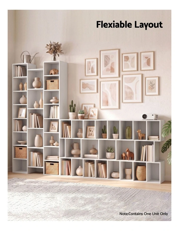 Artiss Bookshelf Display Shelves CD DVD Storage Rack Tall Bookcase White image 6