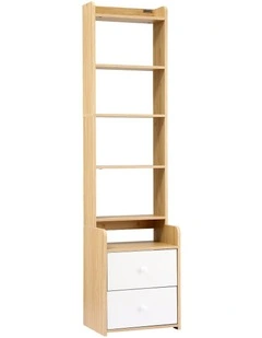 Artiss 6 Tiers Bookshelf with 2 Drawer Storage Shelf Pine
