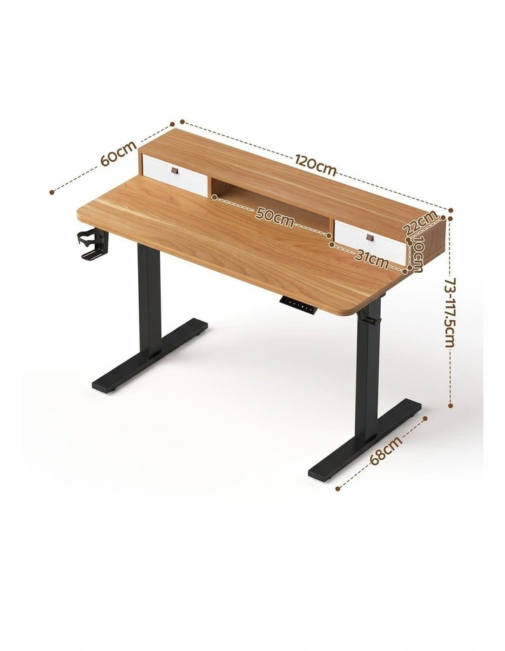 Artiss Electric Standing Desk Height Adjustable Home Office 120cm Oak image 2