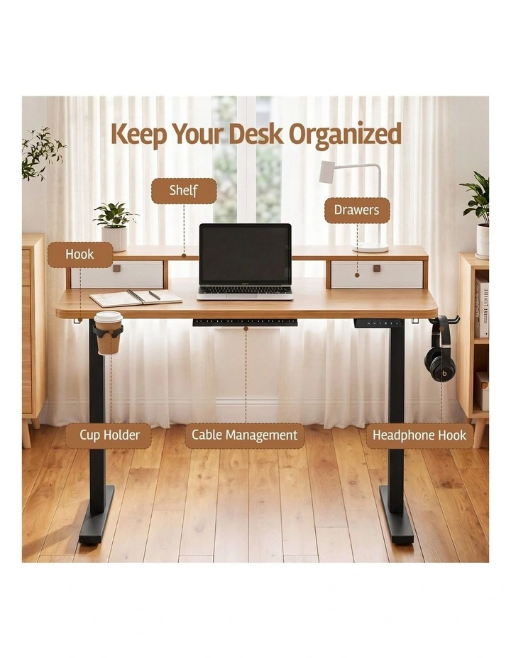 Artiss Electric Standing Desk Height Adjustable Home Office 120cm Oak image 5