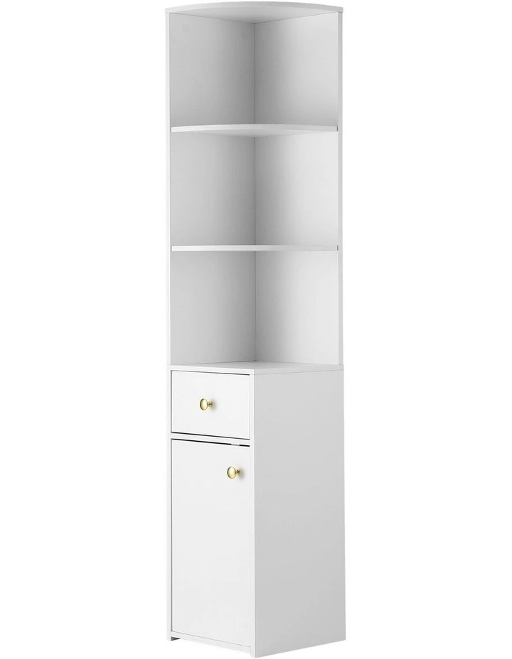 Artiss 3 Tiers Bookshelf with Storage Drawer and Cabinet White image 1