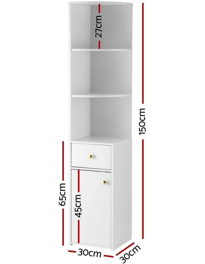 Artiss 3 Tiers Bookshelf with Storage Drawer and Cabinet White image 2