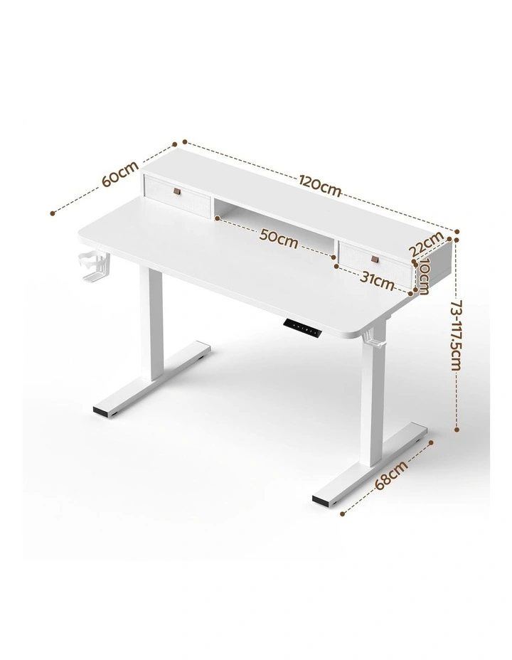Artiss Electric Standing Desk Height Adjustable Home Office 120cm White image 2