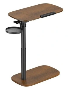 Brateck Height Adjustable Mobile Side Table Sit-Stand Desk  Walnut
