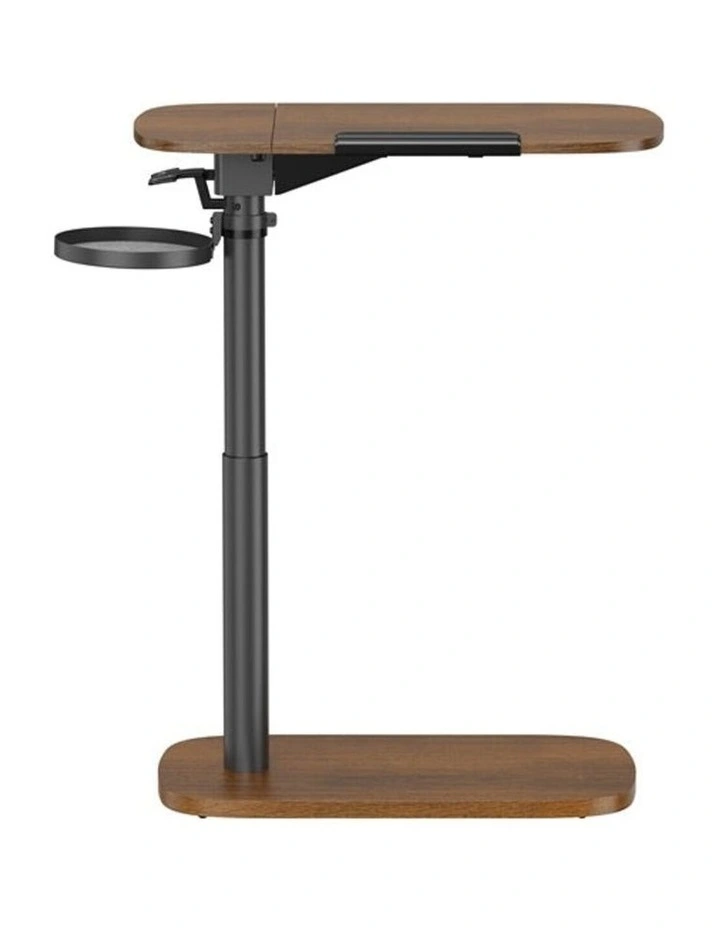 Brateck Height Adjustable Mobile Side Table Sit-Stand Desk Walnut image 2
