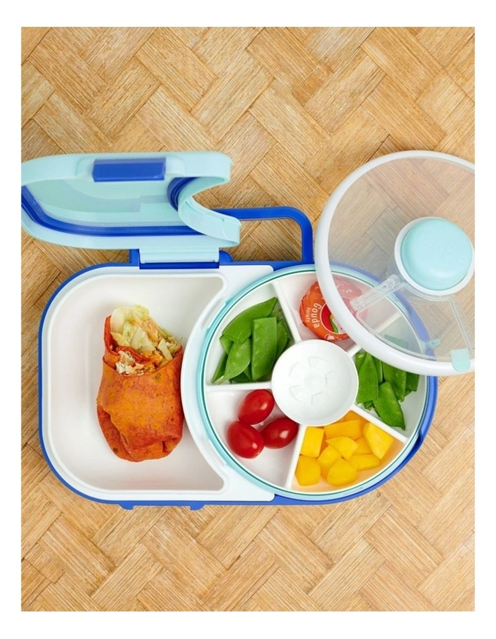 Playette GoBe Lunch Box Bento Compartment Carrying Handle Blueberry Blue image 3