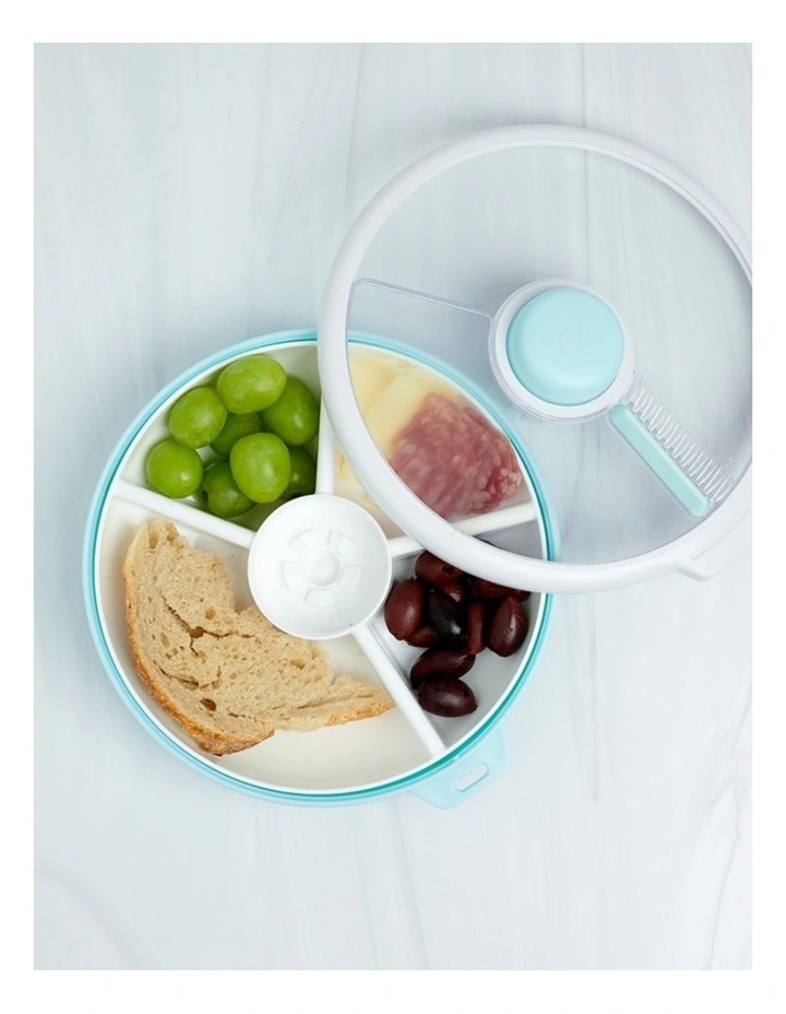 Playette GoBe Large Snack Spinner Slide Spill Resistant Container Macron Blue image 3