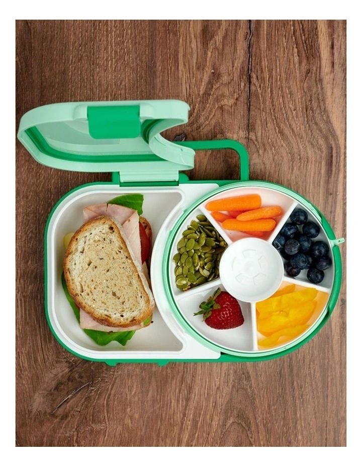Playette GoBe Lunch Box With Bento Compartment And Snack Spinner Sage Green image 2