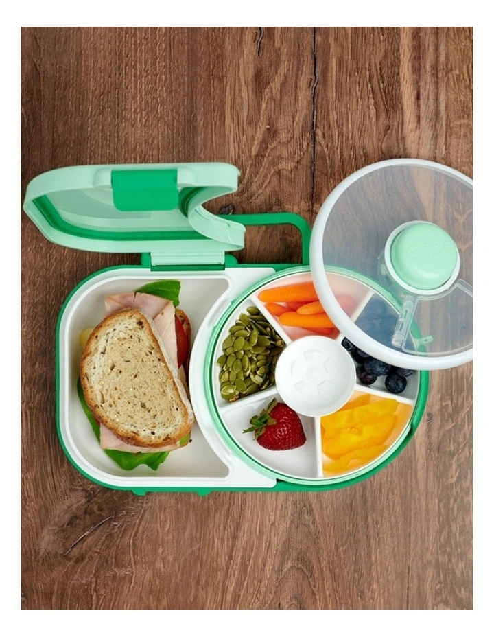 Playette GoBe Lunch Box With Bento Compartment And Snack Spinner Sage Green image 3