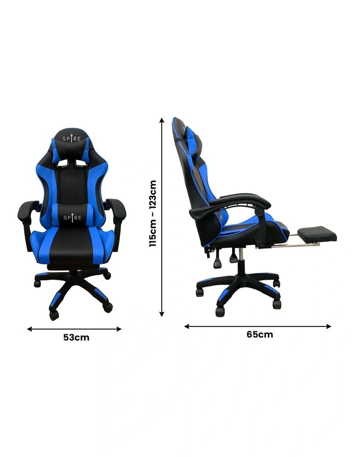 Spire Zinc Adjustable Gaming/Office Chair - Blue and Black image 3