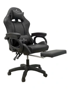Spire Onyx LED Massage Gaming Chair - Black