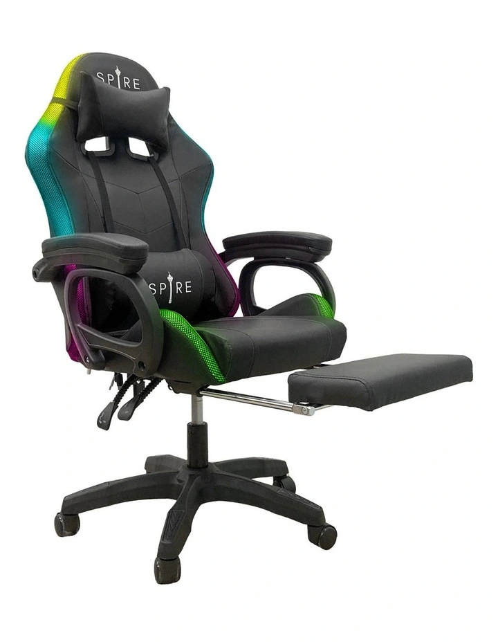 Spire Onyx LED Massage Gaming Chair - Black image 2