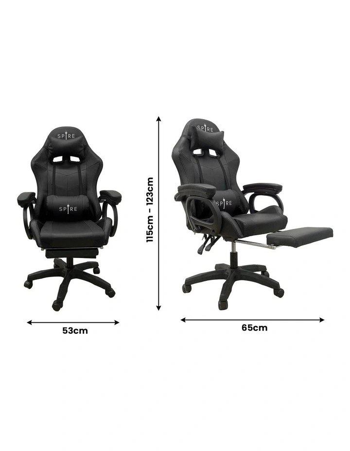 Spire Onyx LED Massage Gaming Chair - Black image 3