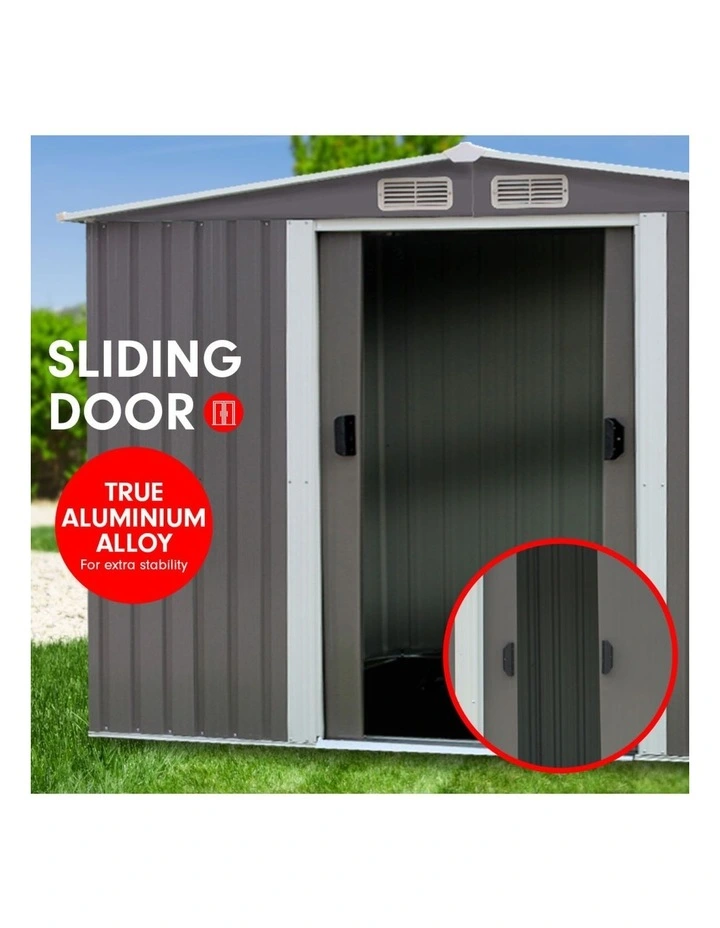 Garden Shed Spire Roof 8ft x 8ft Outdoor Storage Shelter - Grey image 4