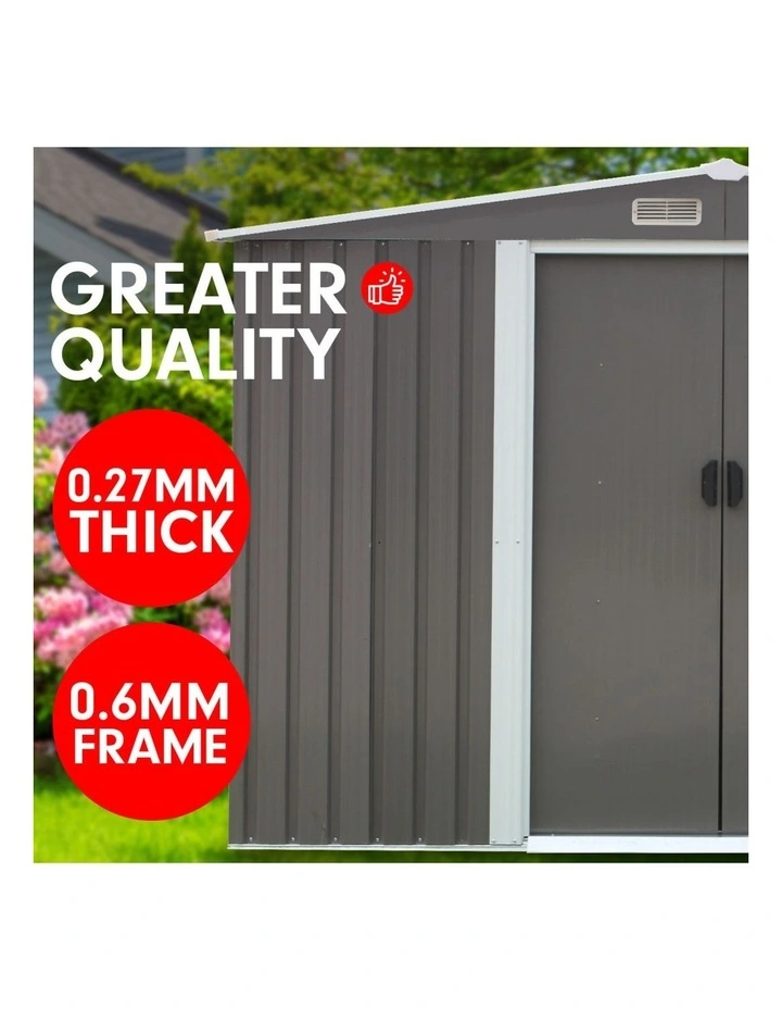 Garden Shed Spire Roof 8ft x 8ft Outdoor Storage Shelter - Grey image 5