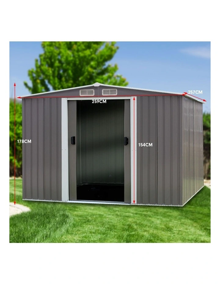 Garden Shed Spire Roof 8ft x 8ft Outdoor Storage Shelter - Grey image 6