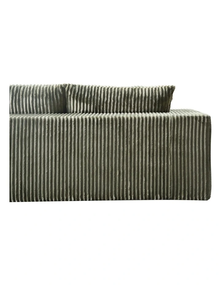 Sarantino Soffia 2.75m Green Corduroy Corner Sofa with Chaise L-Shape Sectional Couch 3 Seater image 6